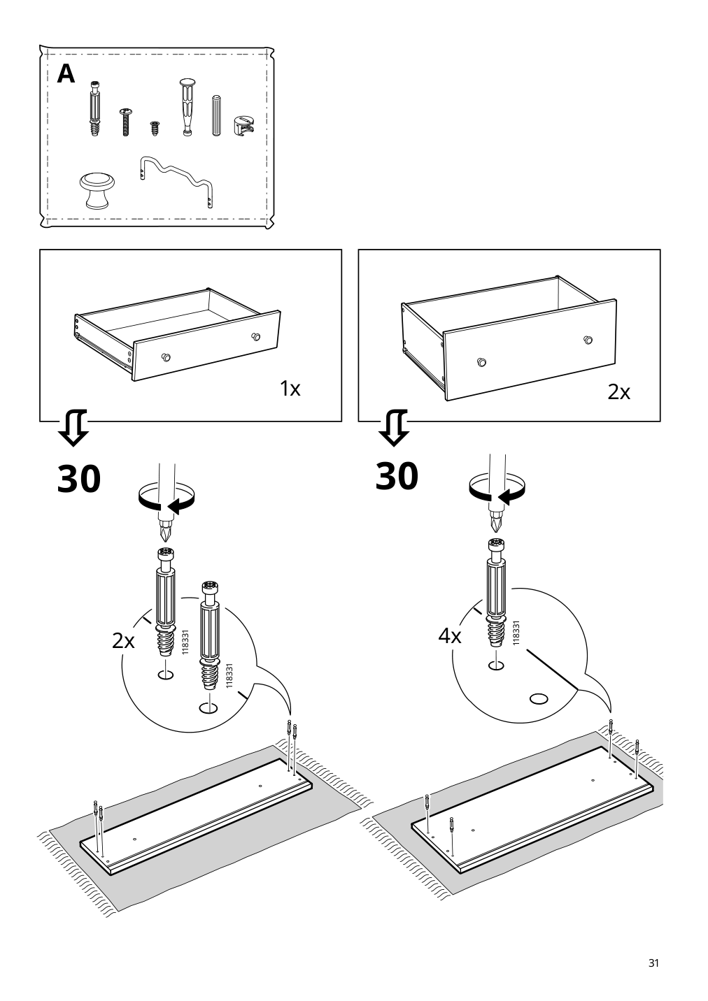 Assembly instructions for IKEA Hauga sideboard gray | Page 31 - IKEA HAUGA storage combination 093.884.45