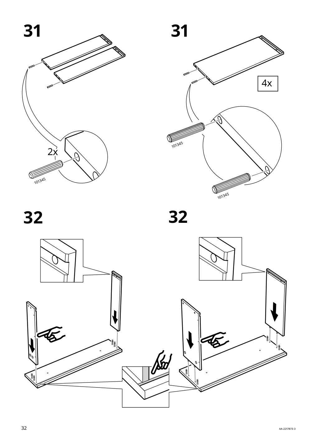 Assembly instructions for IKEA Hauga sideboard gray | Page 32 - IKEA HAUGA sideboard 304.569.08