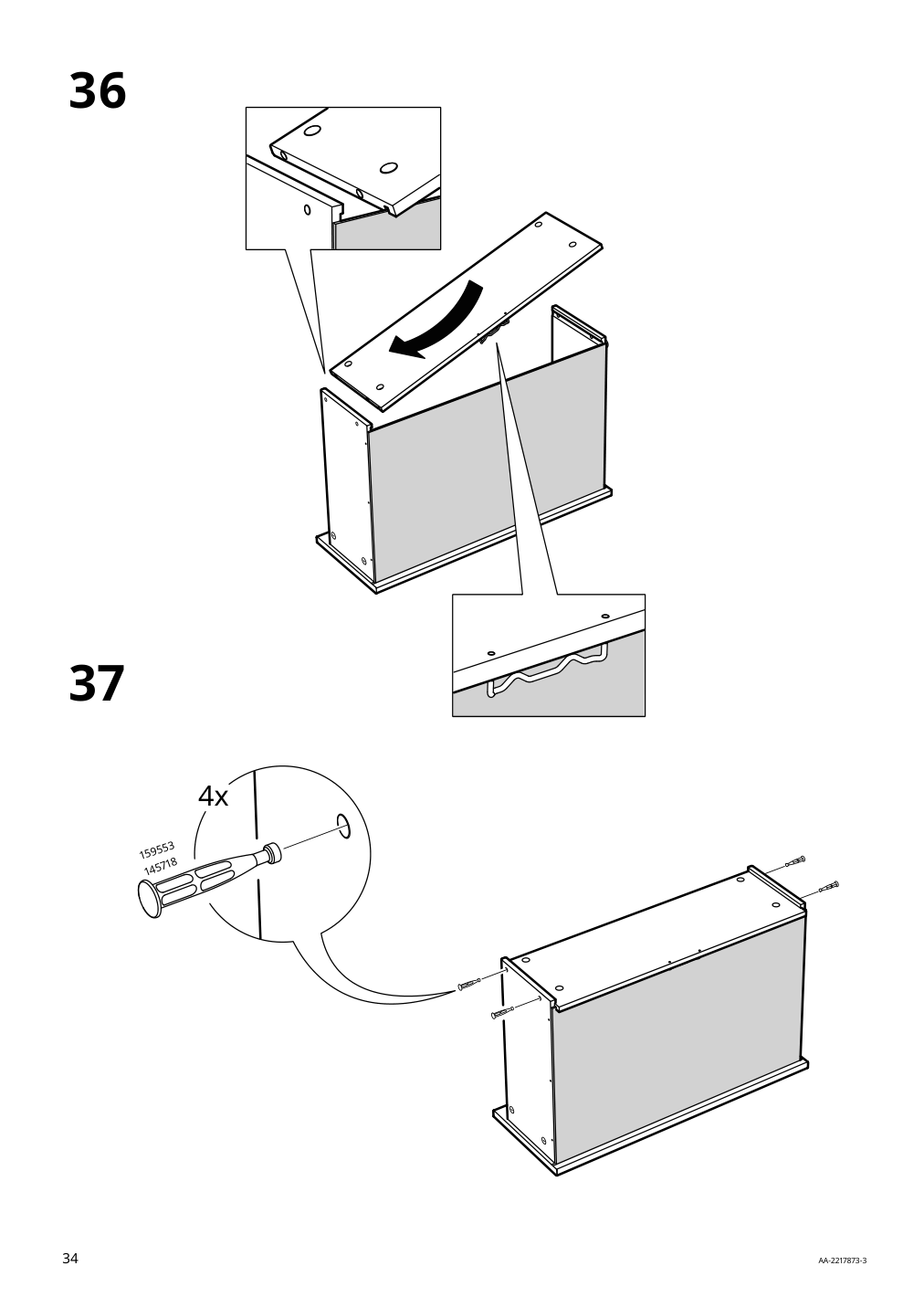 Assembly instructions for IKEA Hauga sideboard gray | Page 34 - IKEA HAUGA sideboard 304.569.08