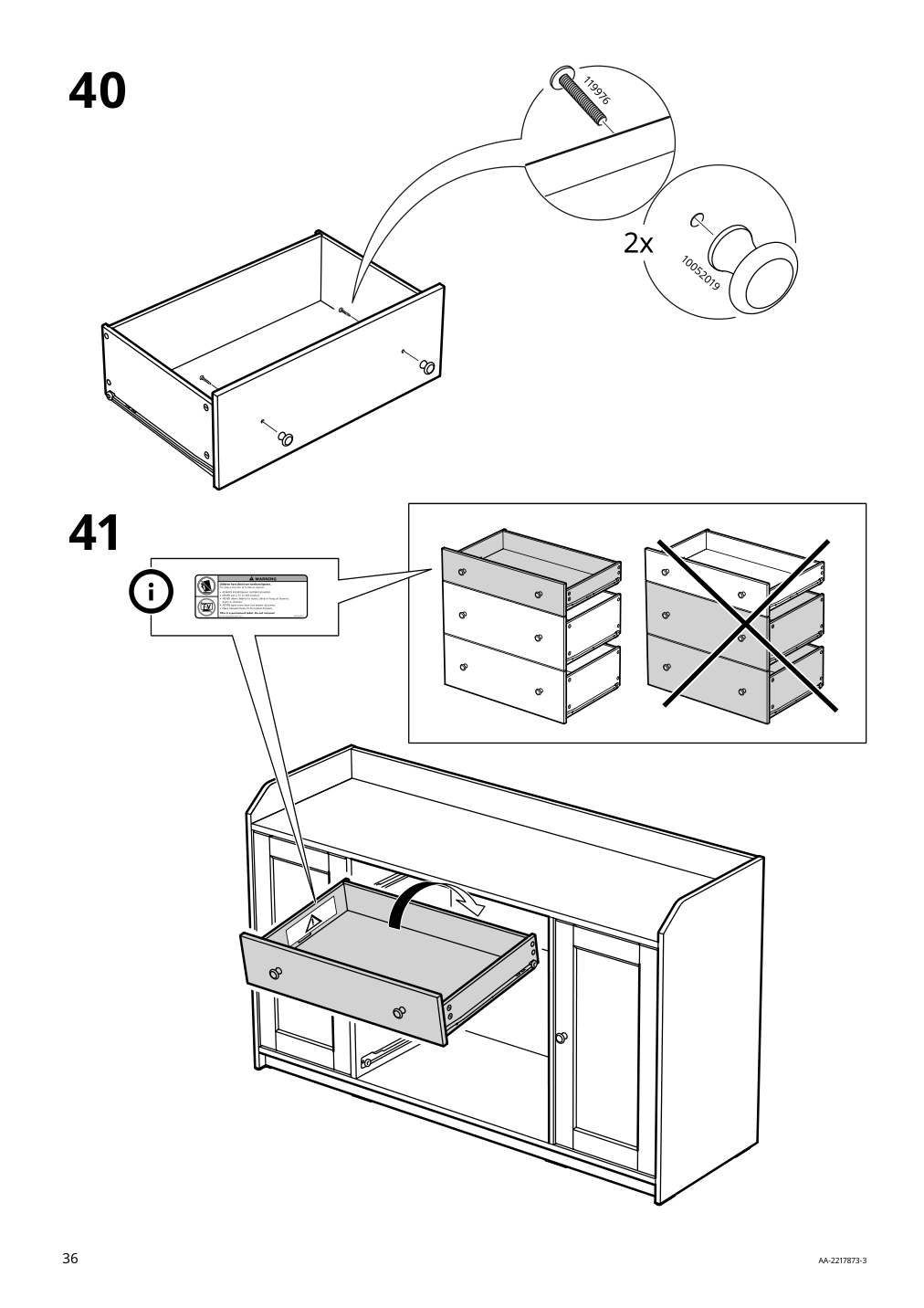 Assembly instructions for IKEA Hauga sideboard gray | Page 36 - IKEA HAUGA storage combination 093.884.45