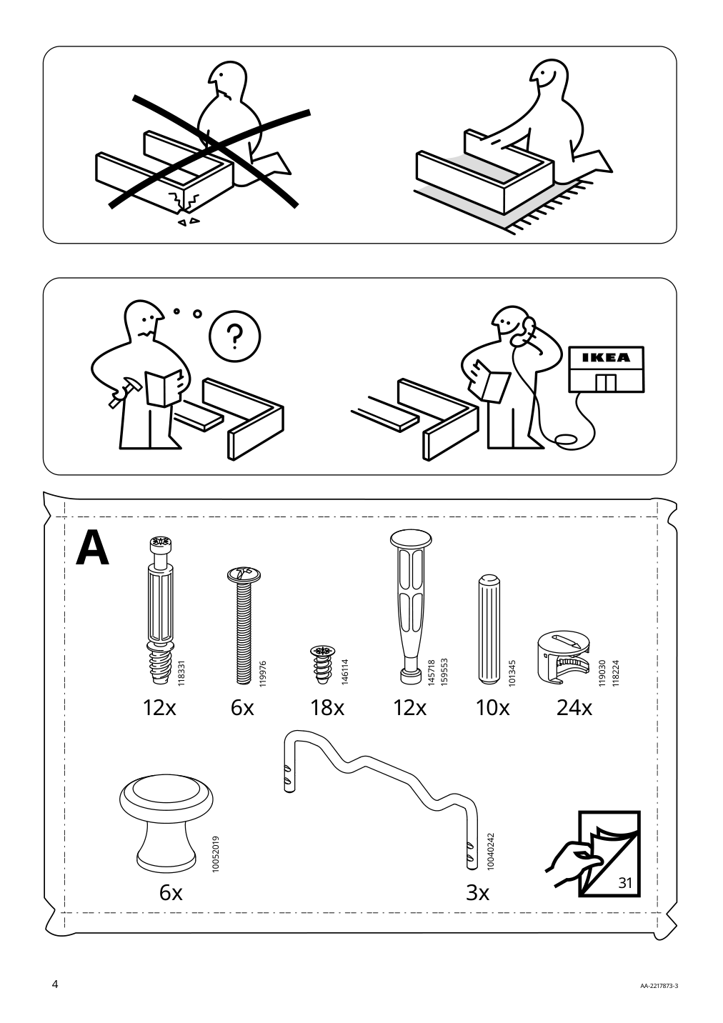 Assembly instructions for IKEA Hauga sideboard gray | Page 4 - IKEA HAUGA storage combination 093.884.45