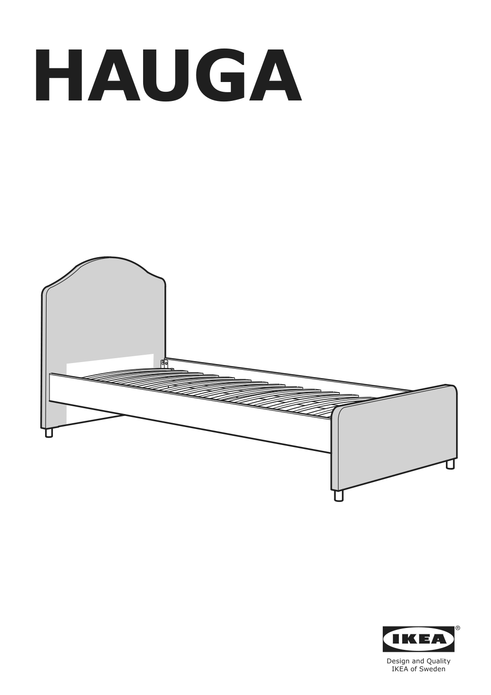 Assembly instructions for IKEA Hauga upholstered bed frame lofallet beige | Page 1 - IKEA HAUGA upholstered bed, 2 storage boxes  593.366.23