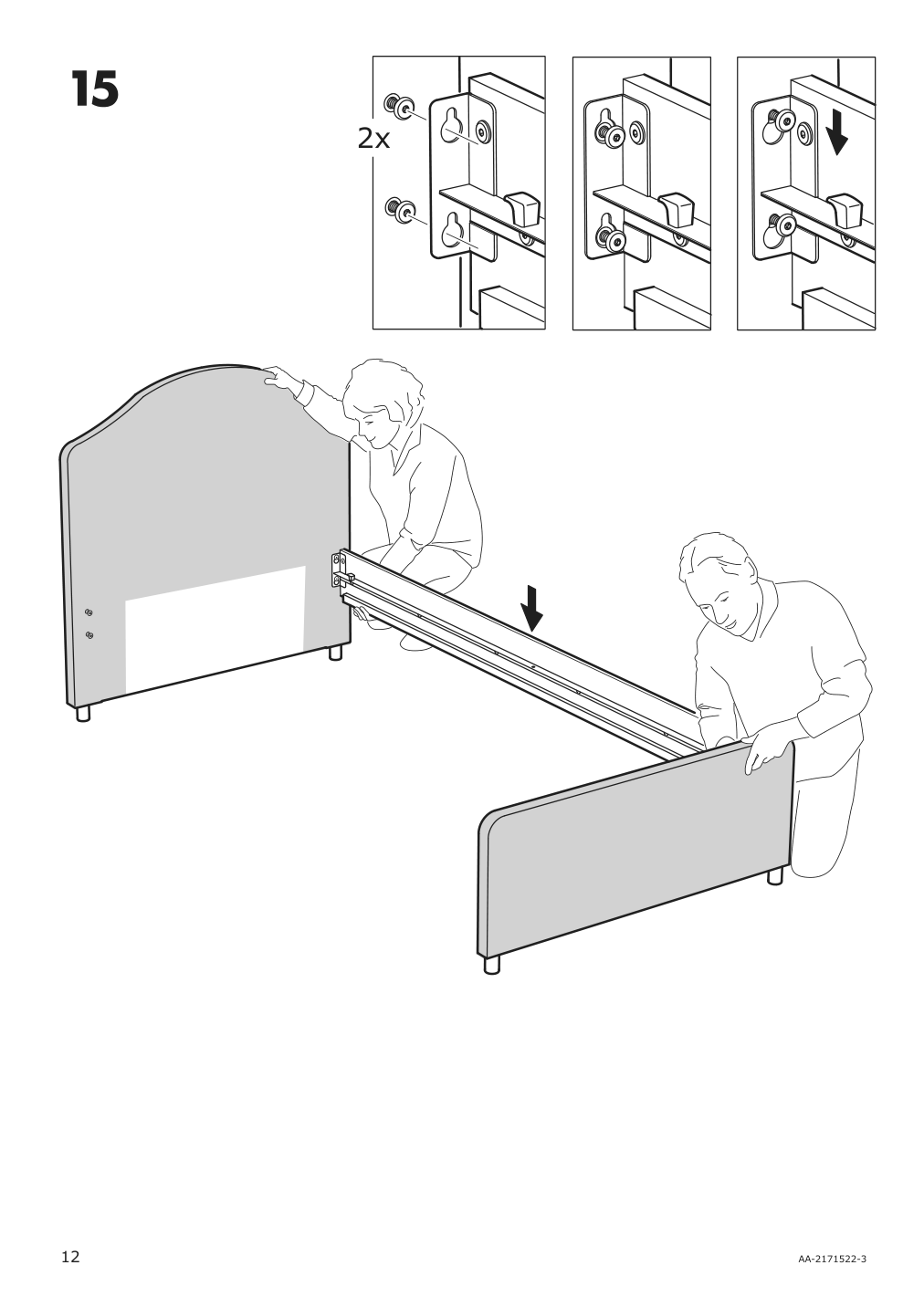 Assembly instructions for IKEA Hauga upholstered bed frame vissle gray | Page 12 - IKEA HAUGA upholstered bed, 2 storage boxes  593.365.95