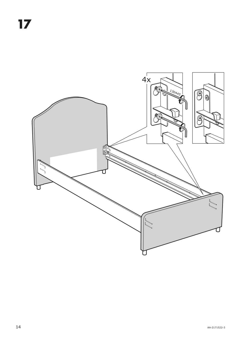 Assembly instructions for IKEA Hauga upholstered bed frame vissle gray | Page 14 - IKEA HAUGA upholstered bed frame 404.500.72