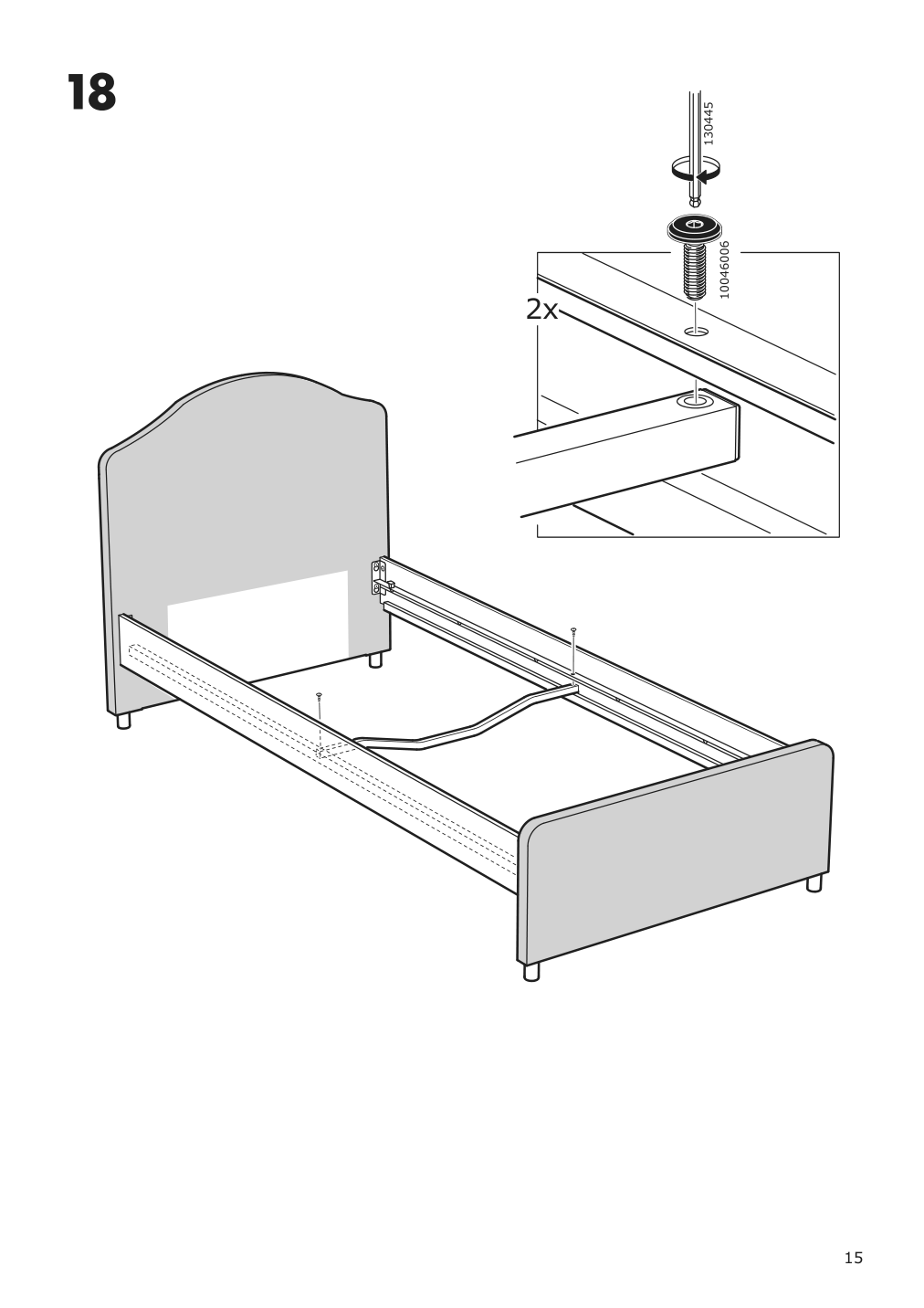 Assembly instructions for IKEA Hauga upholstered bed frame vissle gray | Page 15 - IKEA HAUGA upholstered bed frame 404.500.72