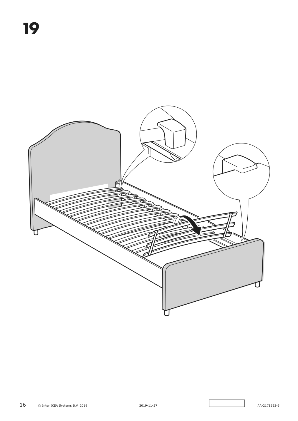 Assembly instructions for IKEA Hauga upholstered bed frame lofallet beige | Page 16 - IKEA HAUGA upholstered bed, 2 storage boxes  593.366.23