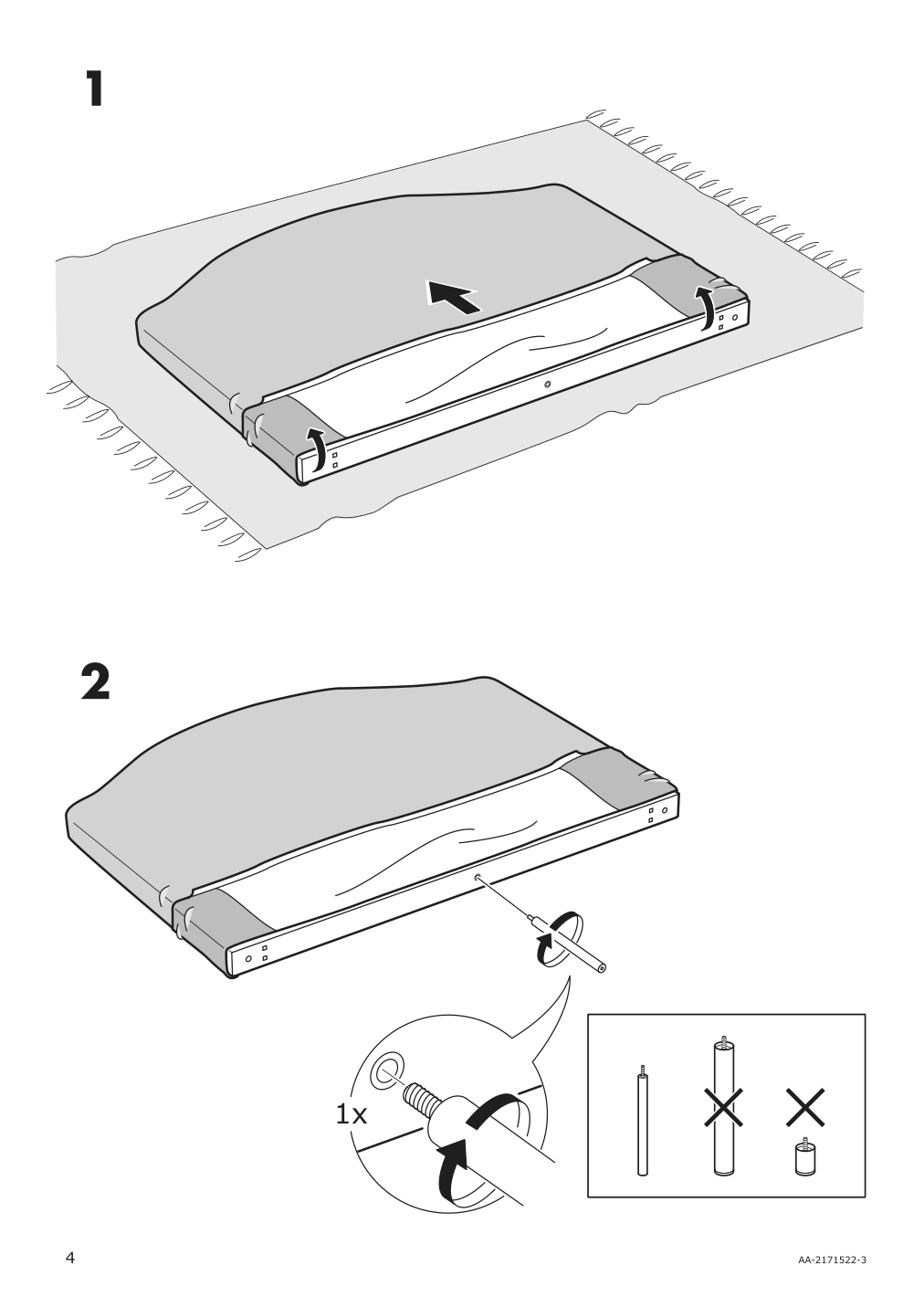 Assembly instructions for IKEA Hauga upholstered bed frame vissle gray | Page 4 - IKEA HAUGA upholstered bed frame 404.500.72