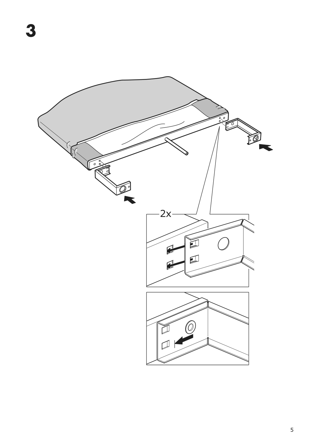 Assembly instructions for IKEA Hauga upholstered bed frame vissle gray | Page 5 - IKEA HAUGA upholstered bed, 2 storage boxes  593.365.95