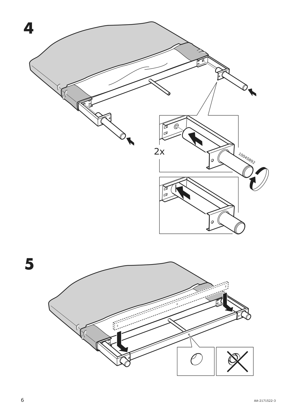 Assembly instructions for IKEA Hauga upholstered bed frame vissle gray | Page 6 - IKEA HAUGA upholstered bed frame 404.500.72