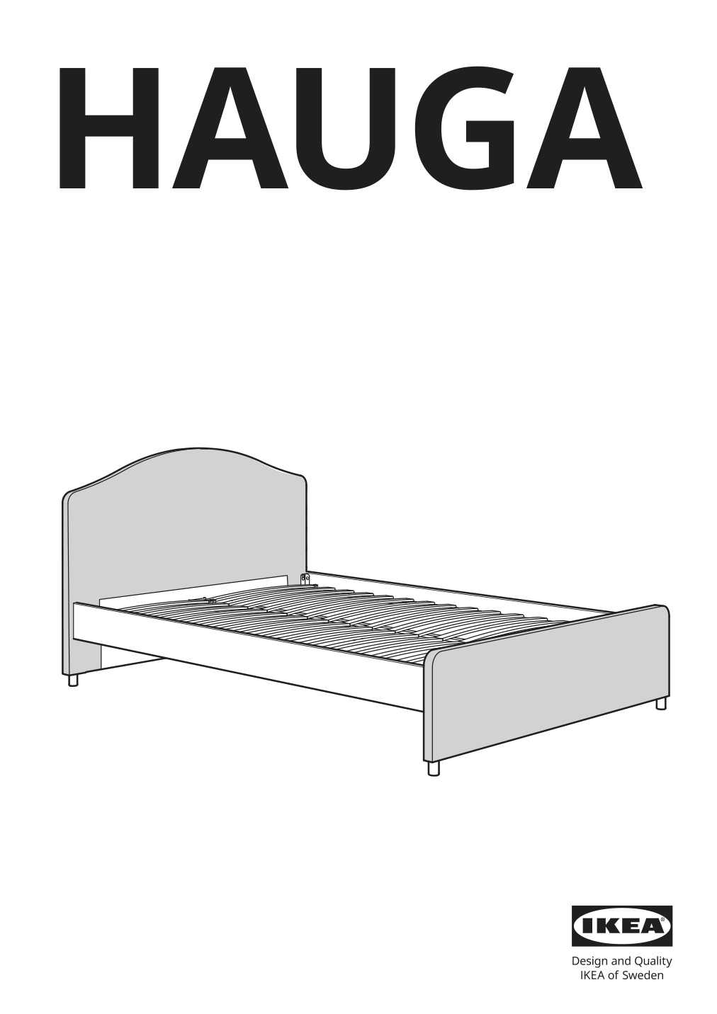 Assembly instructions for IKEA Hauga upholstered bed frame vissle gray | Page 1 - IKEA HAUGA bedroom furniture, set of 2 694.845.09