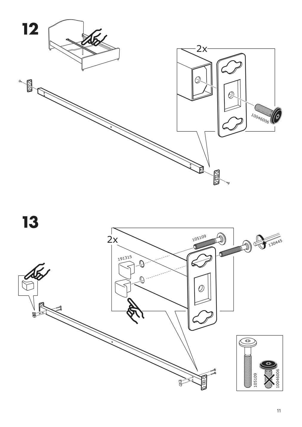 Assembly instructions for IKEA Hauga upholstered bed frame lofallet beige | Page 11 - IKEA HAUGA upholstered bed, 4 storage boxes  393.366.19