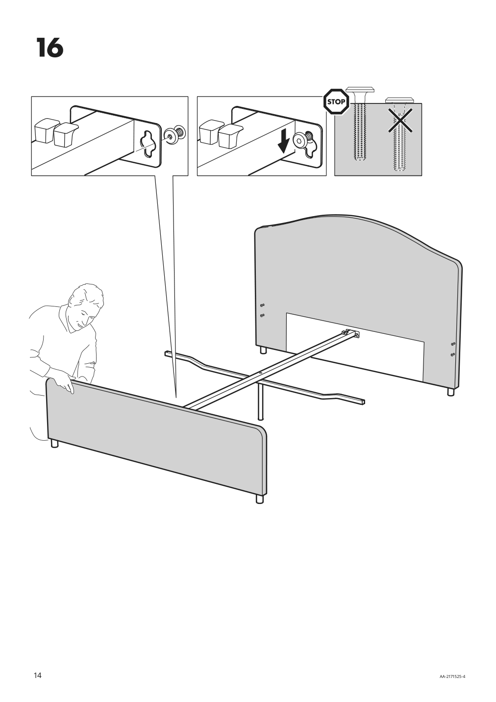 Assembly instructions for IKEA Hauga upholstered bed frame lofallet beige | Page 14 - IKEA HAUGA upholstered bed, 4 storage boxes  393.366.19