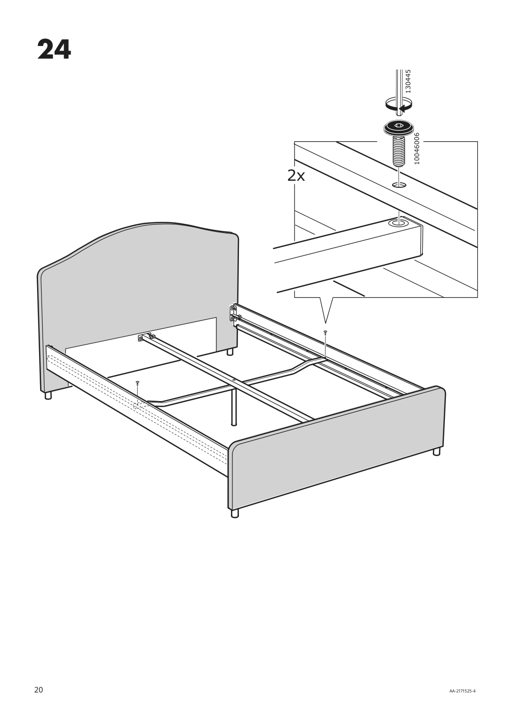 Assembly instructions for IKEA Hauga upholstered bed frame vissle gray | Page 20 - IKEA HAUGA bedroom furniture, set of 2 694.845.09