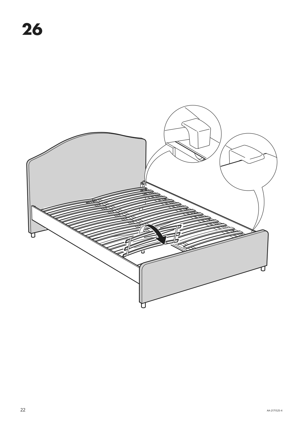 Assembly instructions for IKEA Hauga upholstered bed frame lofallet beige | Page 22 - IKEA HAUGA upholstered bed, 4 storage boxes  393.366.19