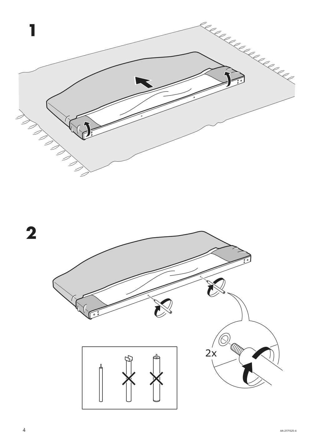 Assembly instructions for IKEA Hauga upholstered bed frame lofallet beige | Page 4 - IKEA HAUGA upholstered bed, 2 storage boxes  093.366.49