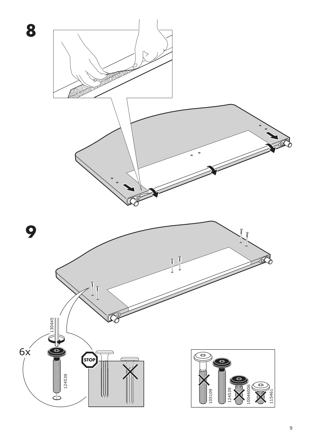 Assembly instructions for IKEA Hauga upholstered bed frame lofallet beige | Page 9 - IKEA HAUGA upholstered bed, 2 storage boxes  093.366.49