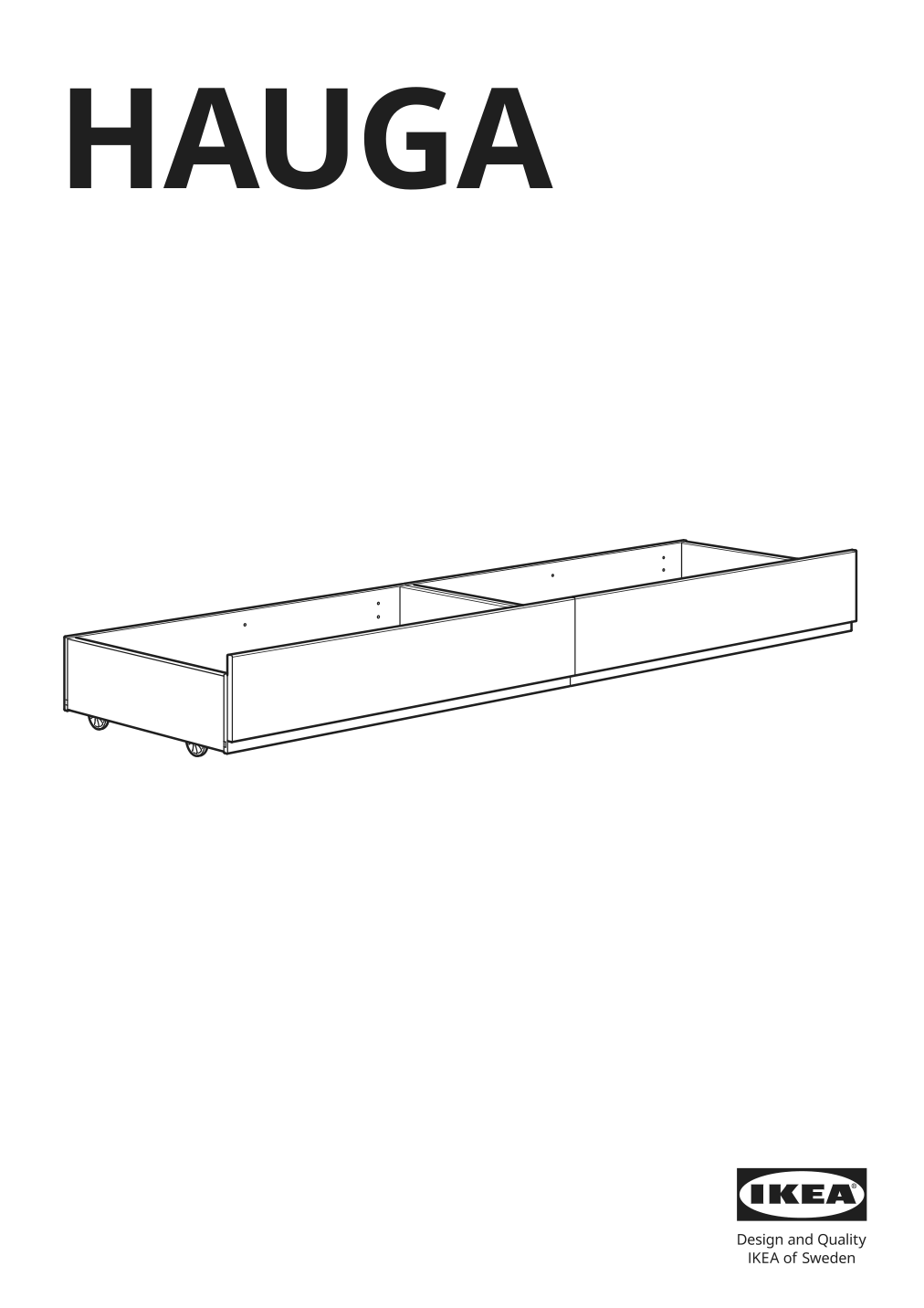 Assembly instructions for IKEA Hauga upholstered bed storage box lofallet beige | Page 1 - IKEA HAUGA upholstered bed, 2 storage boxes  593.366.23