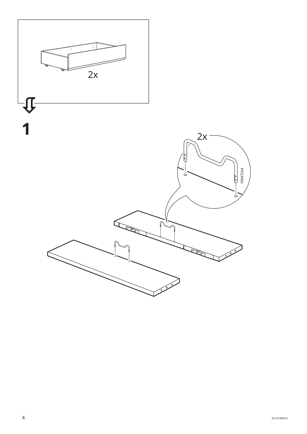 Assembly instructions for IKEA Hauga upholstered bed storage box lofallet beige | Page 4 - IKEA HAUGA upholstered bed, 4 storage boxes  393.366.19