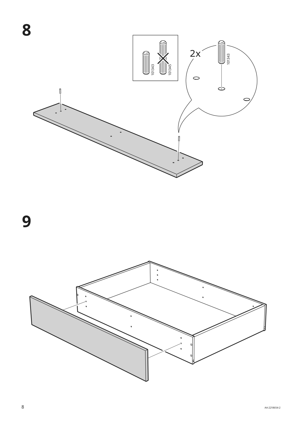 Assembly instructions for IKEA Hauga upholstered bed storage box vissle gray | Page 8 - IKEA HAUGA upholstered bed, 2 storage boxes  593.365.95