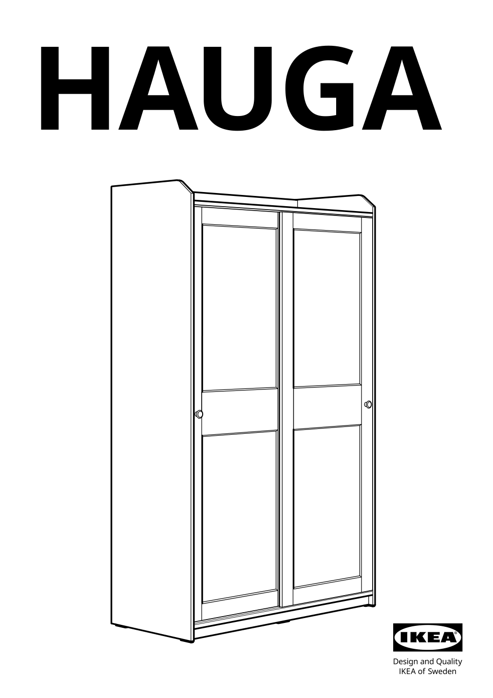 Assembly instructions for IKEA Hauga wardrobe with sliding doors gray | Page 1 - IKEA HAUGA wardrobe combination 293.882.32