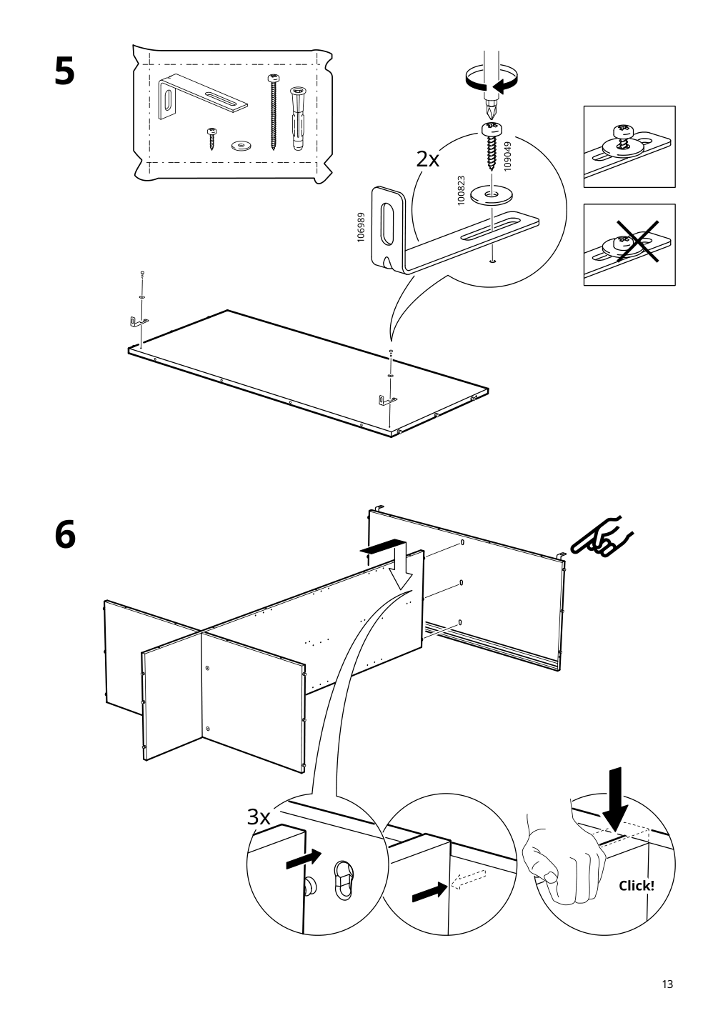 Assembly instructions for IKEA Hauga wardrobe with sliding doors gray | Page 13 - IKEA HAUGA wardrobe combination 293.882.32