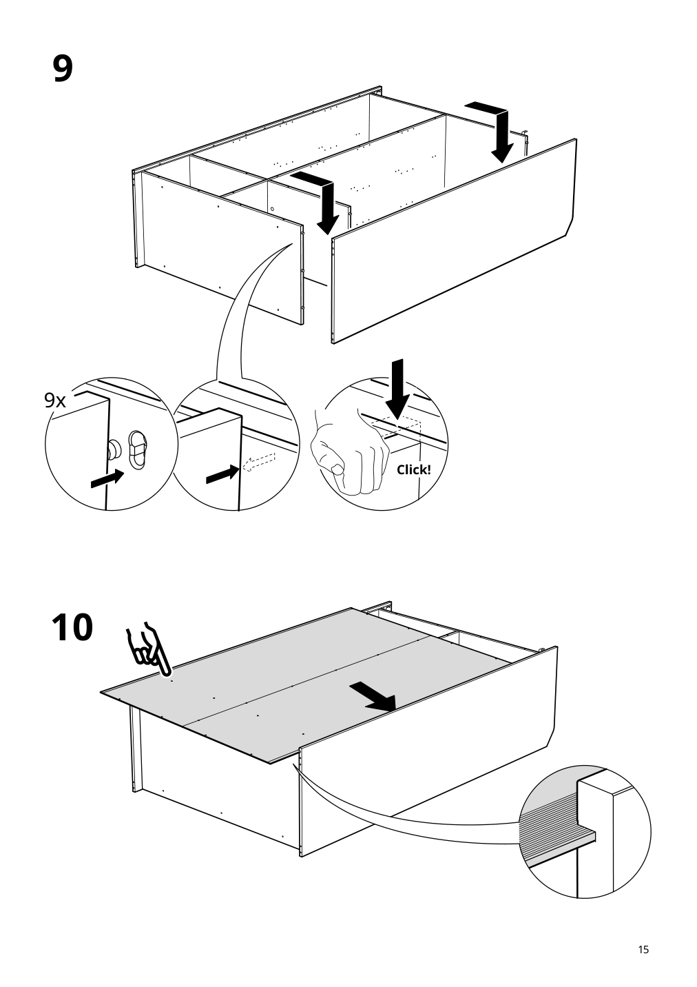 Assembly instructions for IKEA Hauga wardrobe with sliding doors gray | Page 15 - IKEA HAUGA wardrobe combination 293.882.32