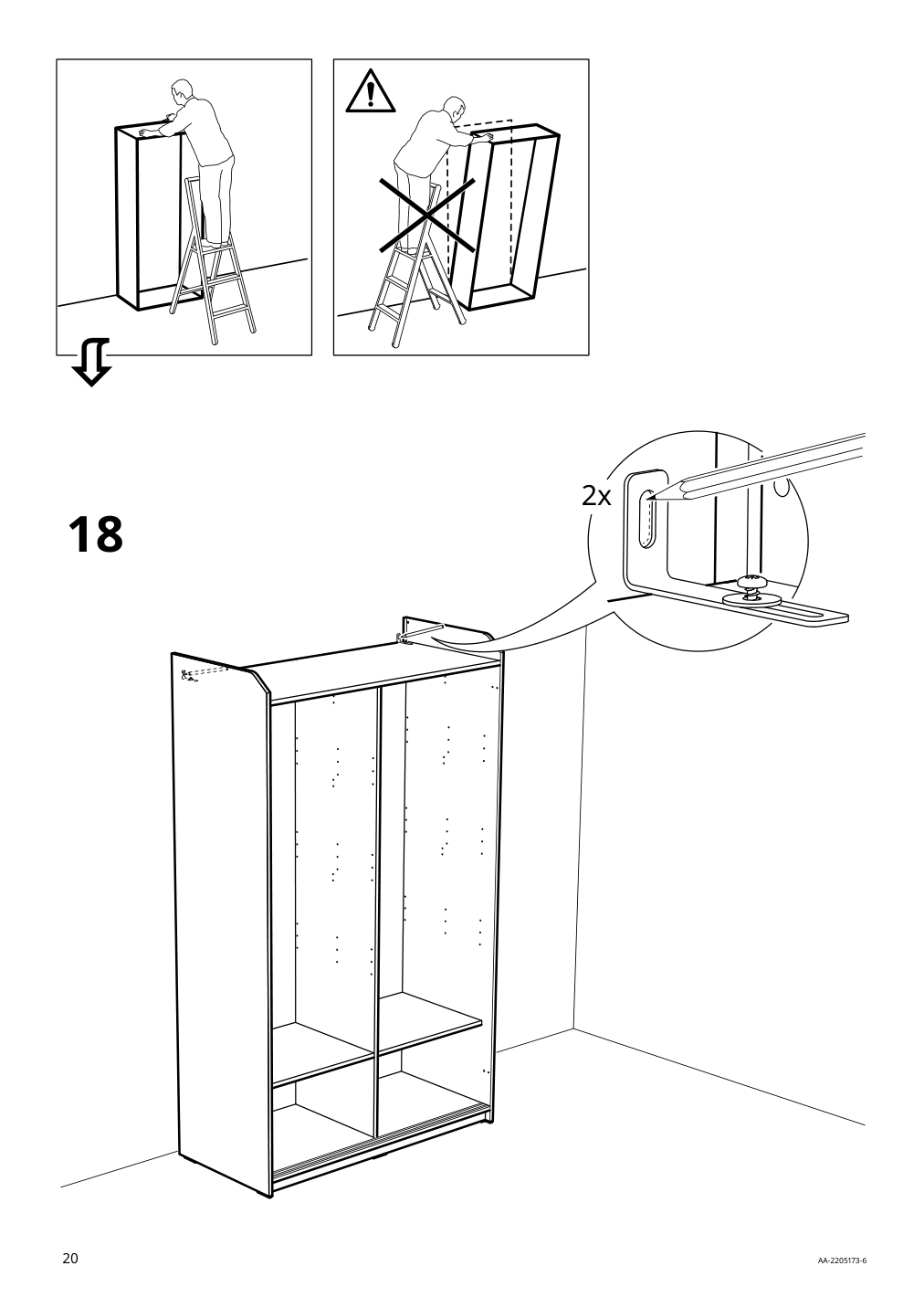 Assembly instructions for IKEA Hauga wardrobe with sliding doors gray | Page 20 - IKEA HAUGA wardrobe combination 293.882.32