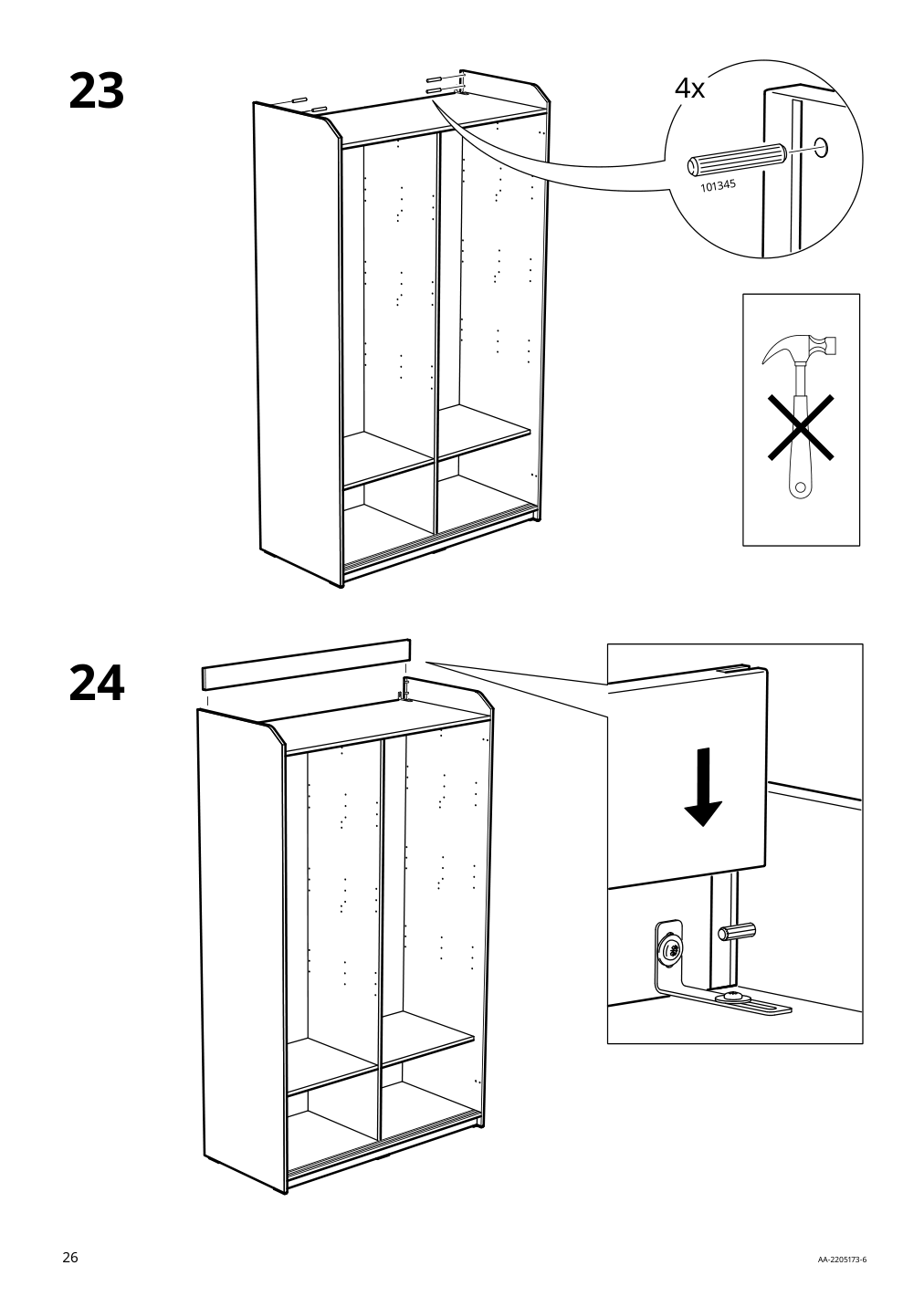 Assembly instructions for IKEA Hauga wardrobe with sliding doors gray | Page 26 - IKEA HAUGA wardrobe combination 293.882.32