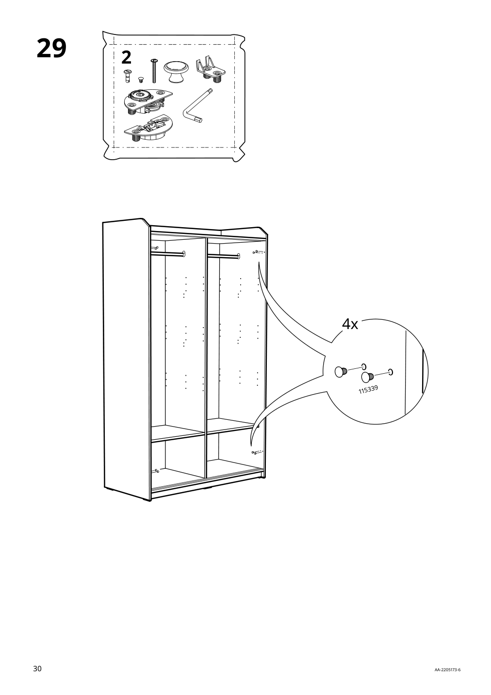 Assembly instructions for IKEA Hauga wardrobe with sliding doors gray | Page 30 - IKEA HAUGA wardrobe combination 293.882.32