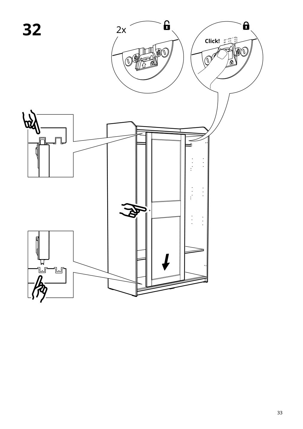 Assembly instructions for IKEA Hauga wardrobe with sliding doors gray | Page 33 - IKEA HAUGA wardrobe combination 293.882.32