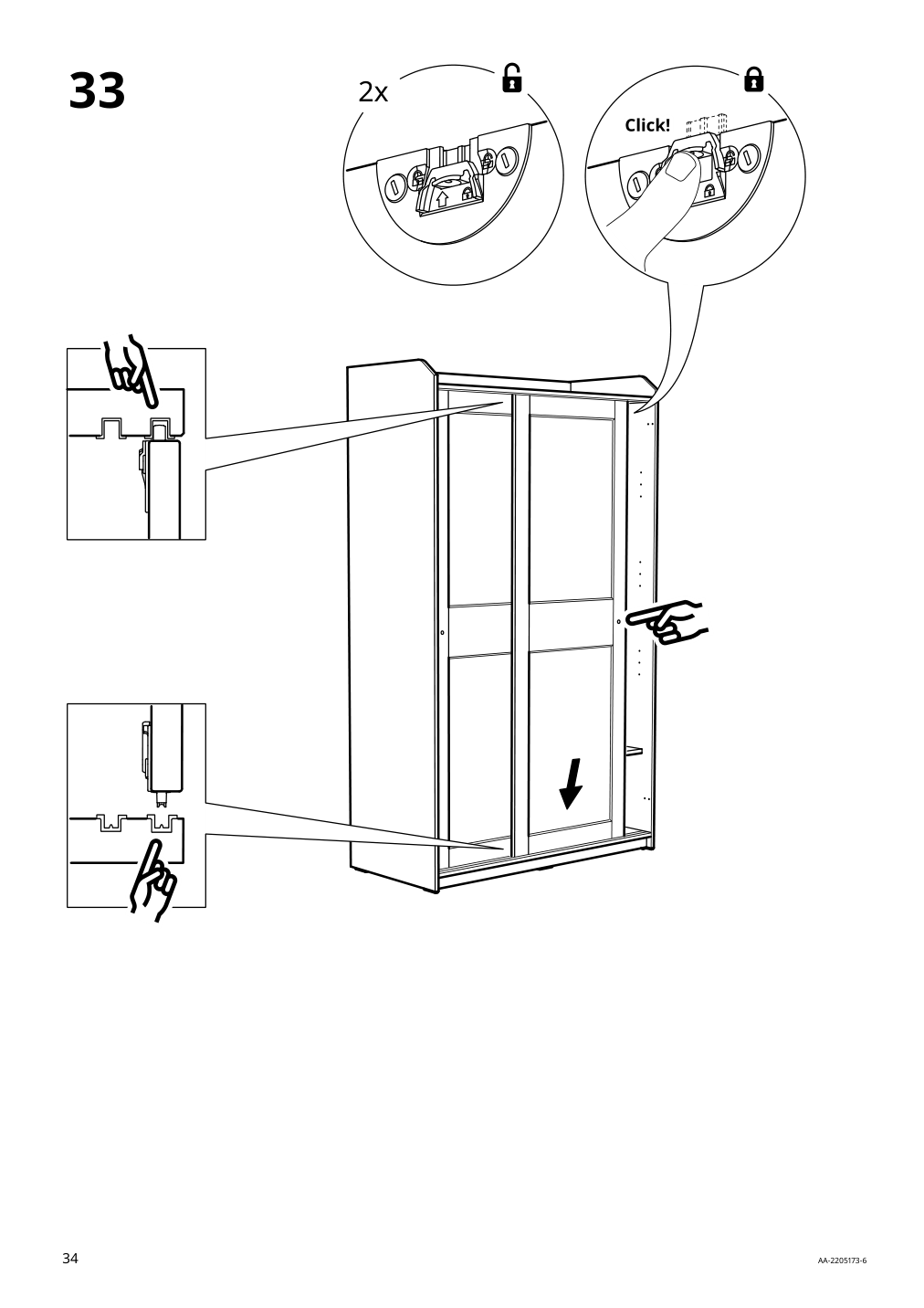 Assembly instructions for IKEA Hauga wardrobe with sliding doors gray | Page 34 - IKEA HAUGA wardrobe combination 293.882.32