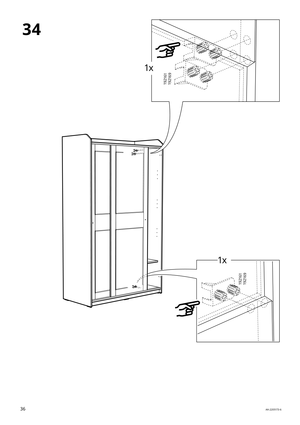 Assembly instructions for IKEA Hauga wardrobe with sliding doors gray | Page 36 - IKEA HAUGA wardrobe combination 293.882.32