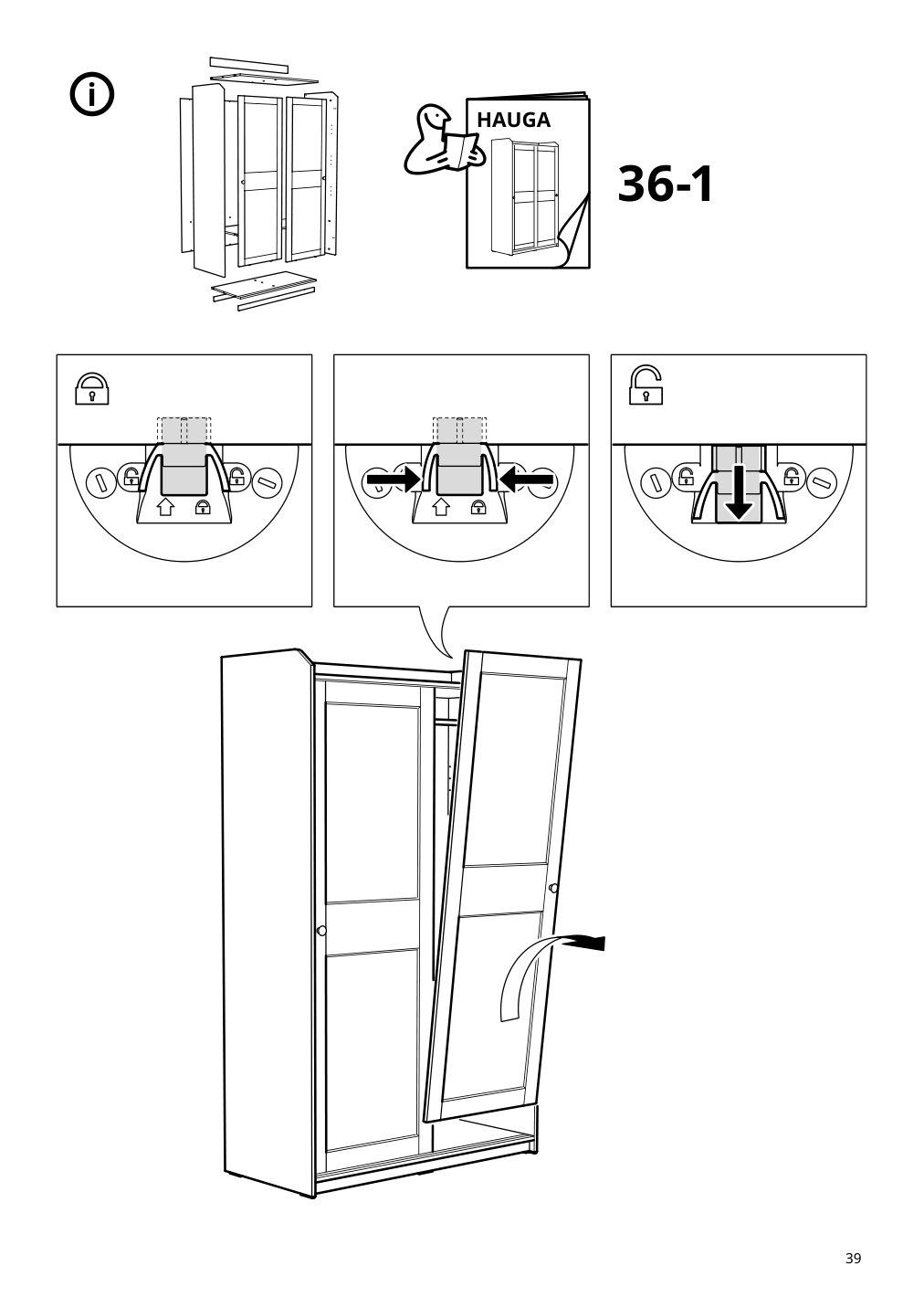 Assembly instructions for IKEA Hauga wardrobe with sliding doors gray | Page 39 - IKEA HAUGA wardrobe combination 293.882.32