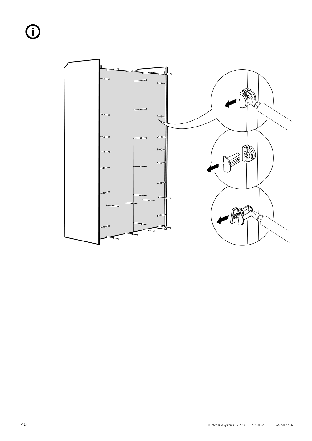 Assembly instructions for IKEA Hauga wardrobe with sliding doors gray | Page 40 - IKEA HAUGA wardrobe combination 293.882.32