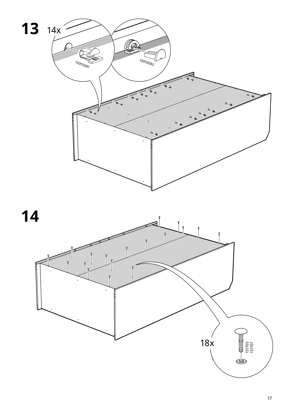 Assembly instructions for IKEA Hauga wardrobe with sliding doors white | Page 17 - IKEA HAUGA storage combination with drawers 595.478.85