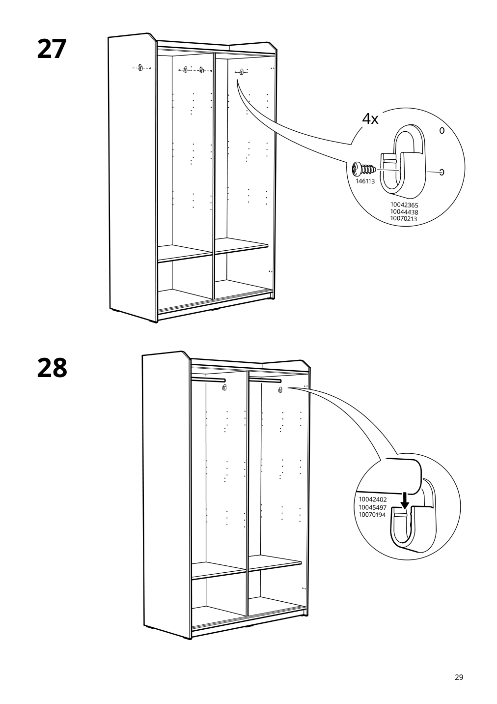 Assembly instructions for IKEA Hauga wardrobe with sliding doors white | Page 29 - IKEA HAUGA storage combination with drawers 595.478.85