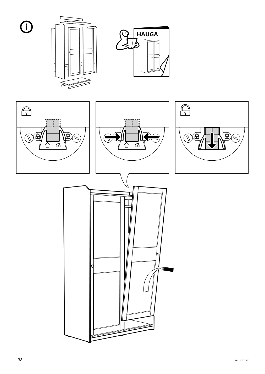 Assembly instructions for IKEA Hauga wardrobe with sliding doors white | Page 38 - IKEA HAUGA wardrobe with sliding doors 604.569.16