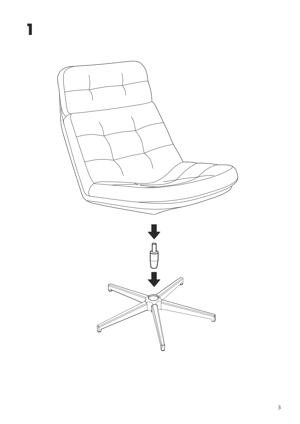 Assembly instructions for IKEA Havberg swivel chair lejde gray black | Page 3 - IKEA HAVBERG swivel chair 505.148.94