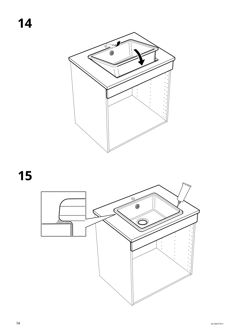 Assembly instructions for IKEA Havsen sink white | Page 14 - IKEA ENHET corner kitchen 194.857.14