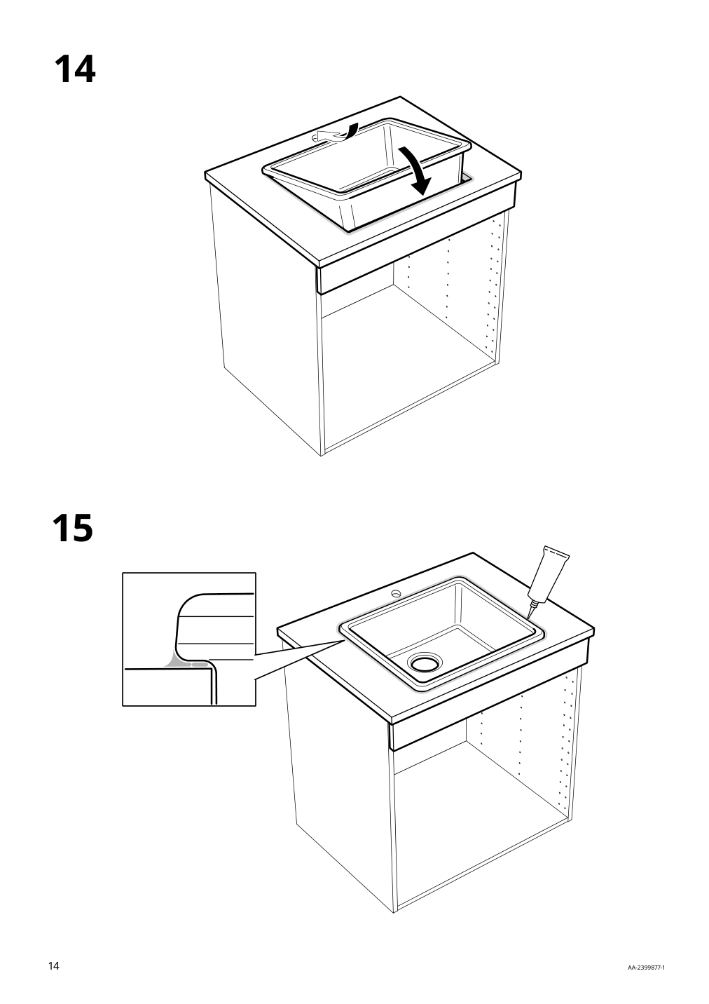 Assembly instructions for IKEA Havsen sink white | Page 14 - IKEA ENHET corner kitchen 194.857.14