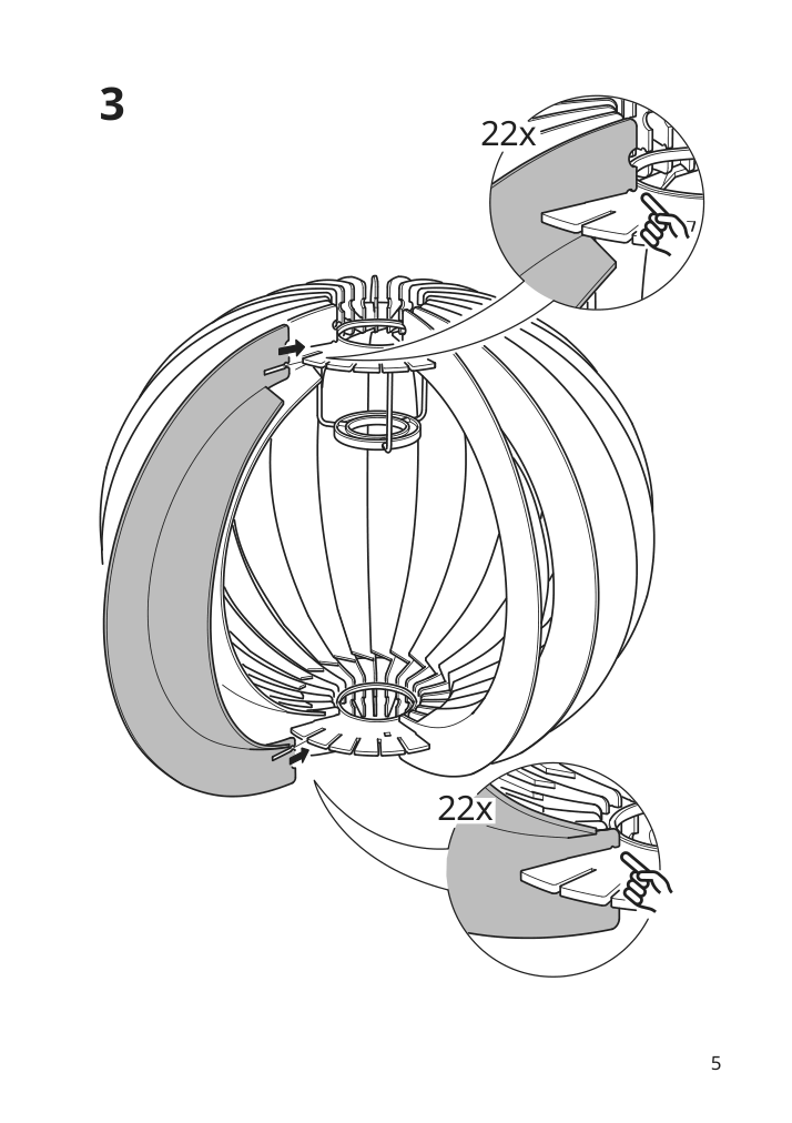 Assembly instructions for IKEA Havsfjaeder pendant lamp shade white | Page 5 - IKEA HAVSFJÄDER pendant lamp shade 705.551.00