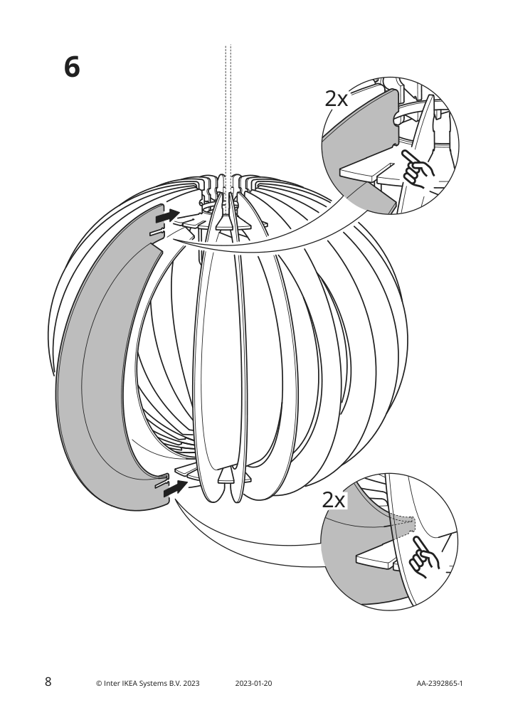 Assembly instructions for IKEA Havsfjaeder pendant lamp shade white | Page 8 - IKEA HAVSFJÄDER pendant lamp shade 705.551.00