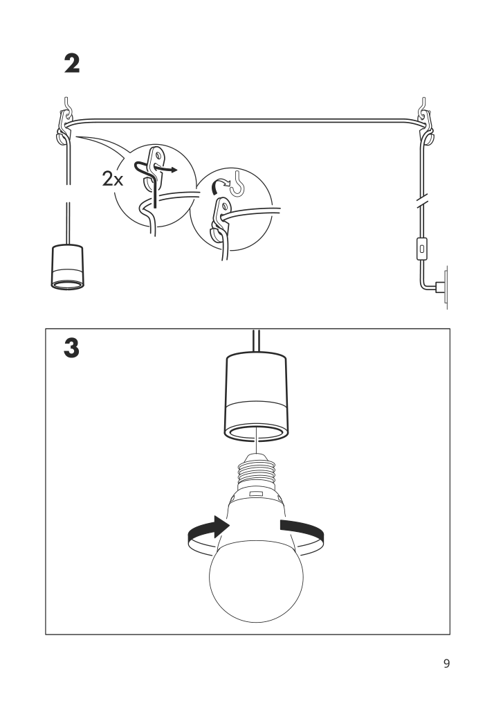 Assembly instructions for IKEA Havsris cord set with switch and led bulb white | Page 9 - IKEA HAVSRIS cord set with switch and LED bulb 104.900.55