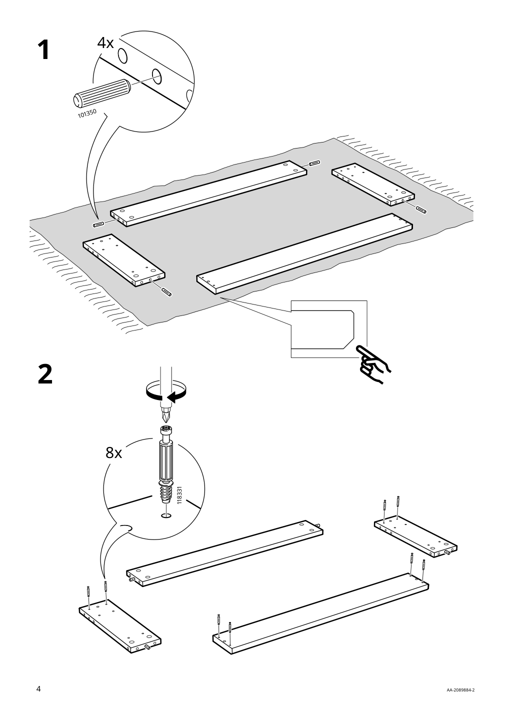 Assembly instructions for IKEA Havsta base frame gray | Page 4 - IKEA HAVSTA glass-door cabinet with base 292.751.07