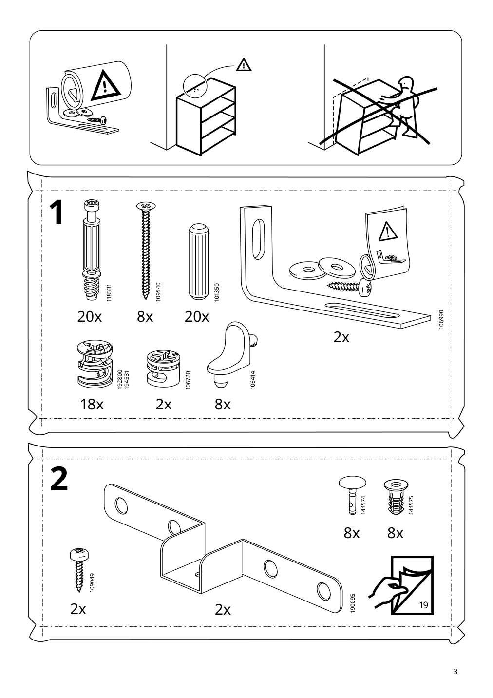 Assembly instructions for IKEA Havsta shelf unit gray | Page 3 - IKEA HAVSTA storage with sliding glass doors 192.660.66