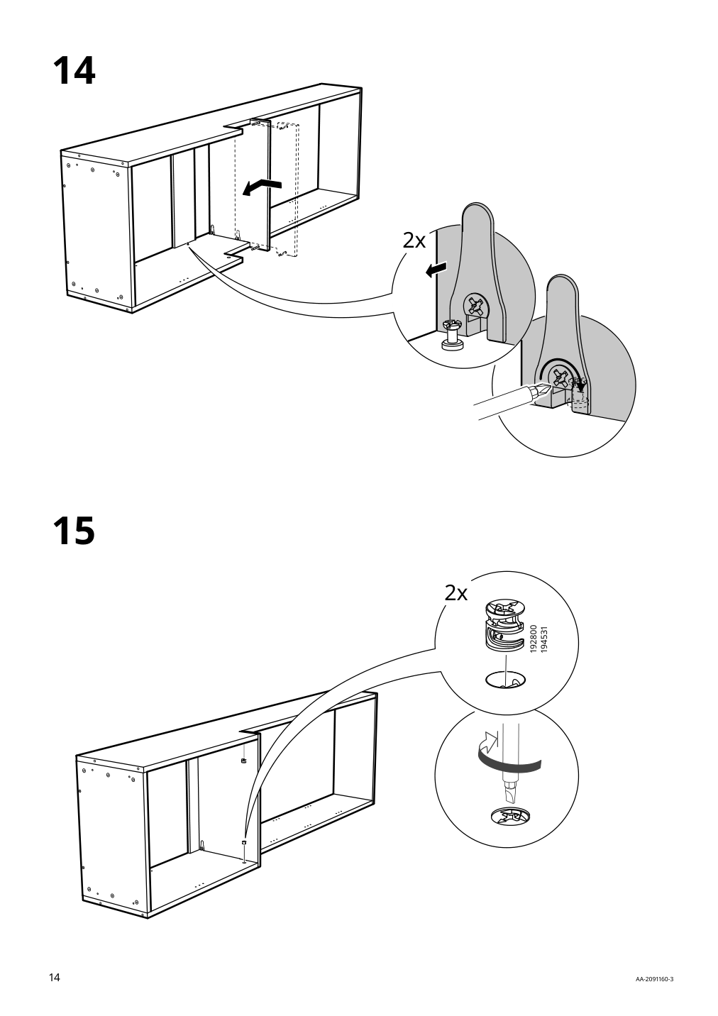 Assembly instructions for IKEA Havsta shelving unit with base gray | Page 14 - IKEA HAVSTA storage with sliding glass doors 892.752.32