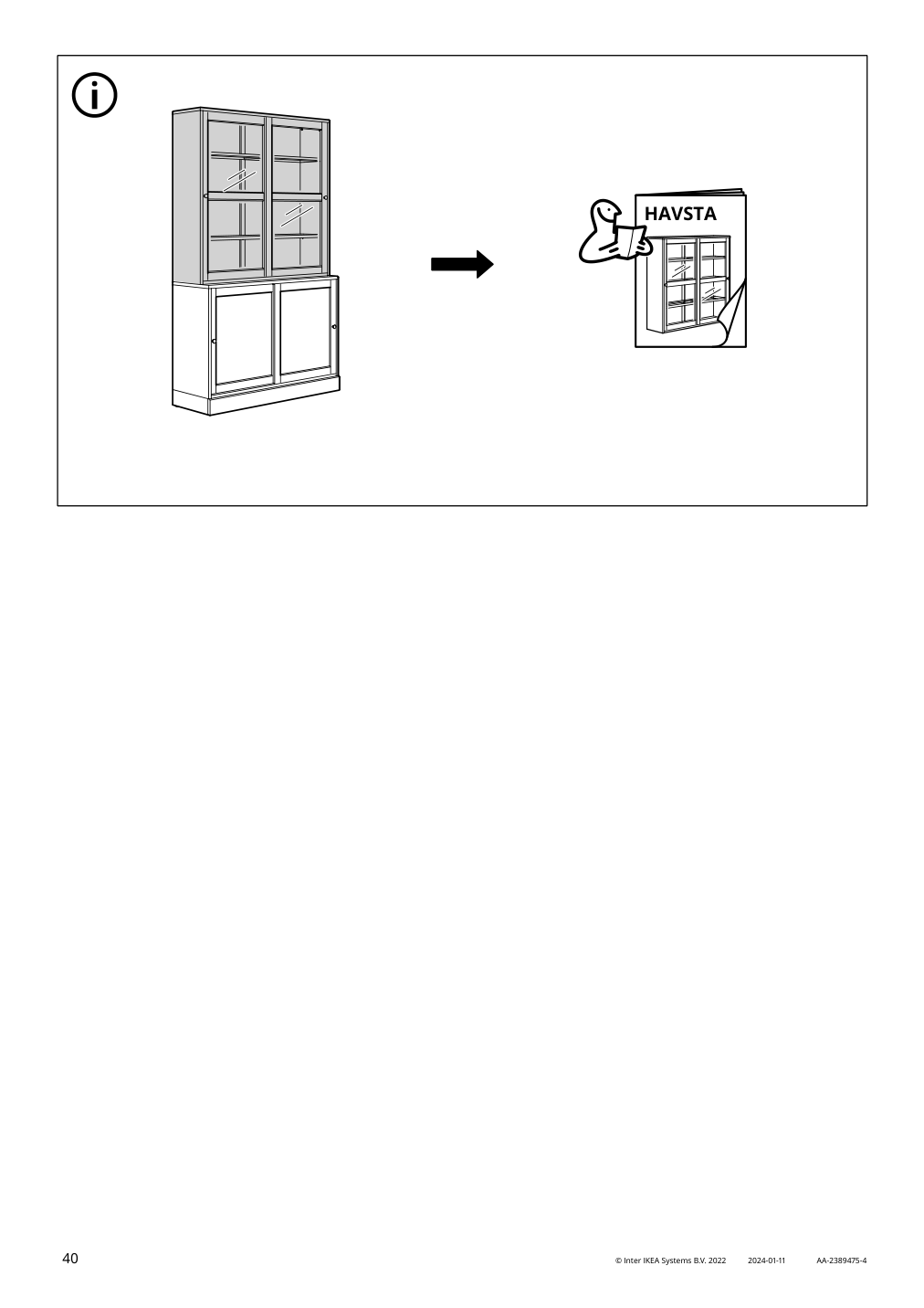 Assembly instructions for IKEA Havsta sideboard white | Page 40 - IKEA HAVSTA storage with sliding glass doors 195.348.80