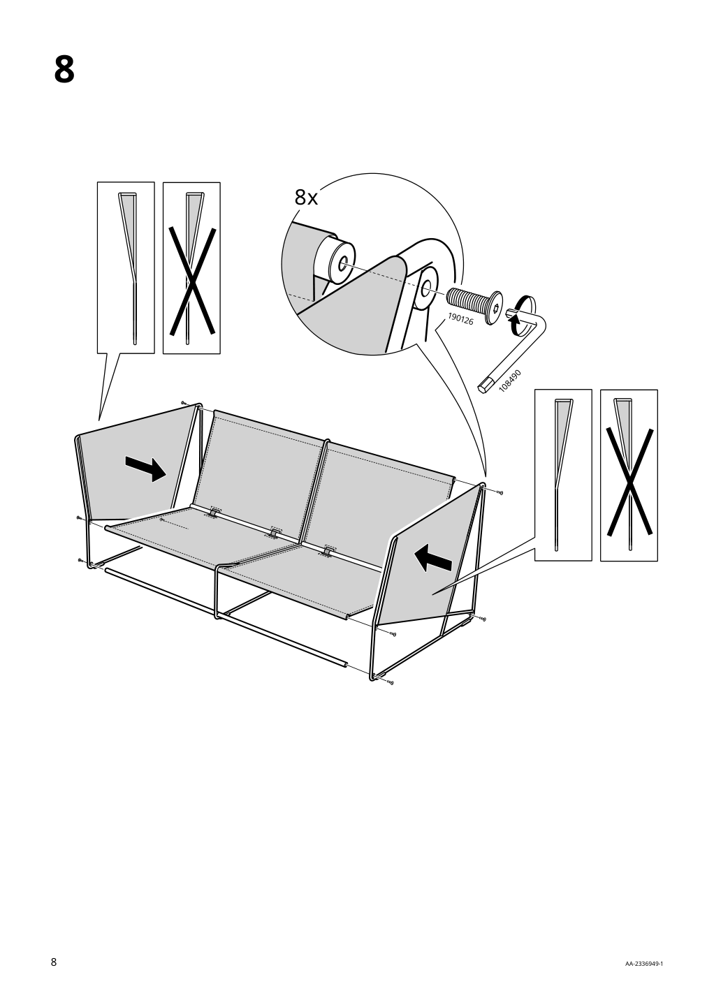 Assembly instructions for IKEA Havsten loveseat outdoor beige | Page 8 - IKEA HAVSTEN / LÅGASKÄR conversation set, outdoor 794.950.79