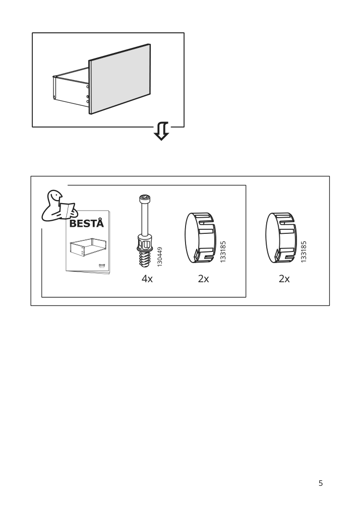 Assembly instructions for IKEA Hedeviken door drawer front oak veneer | Page 5 - IKEA BESTÅ TV unit with drawers and door 194.203.03