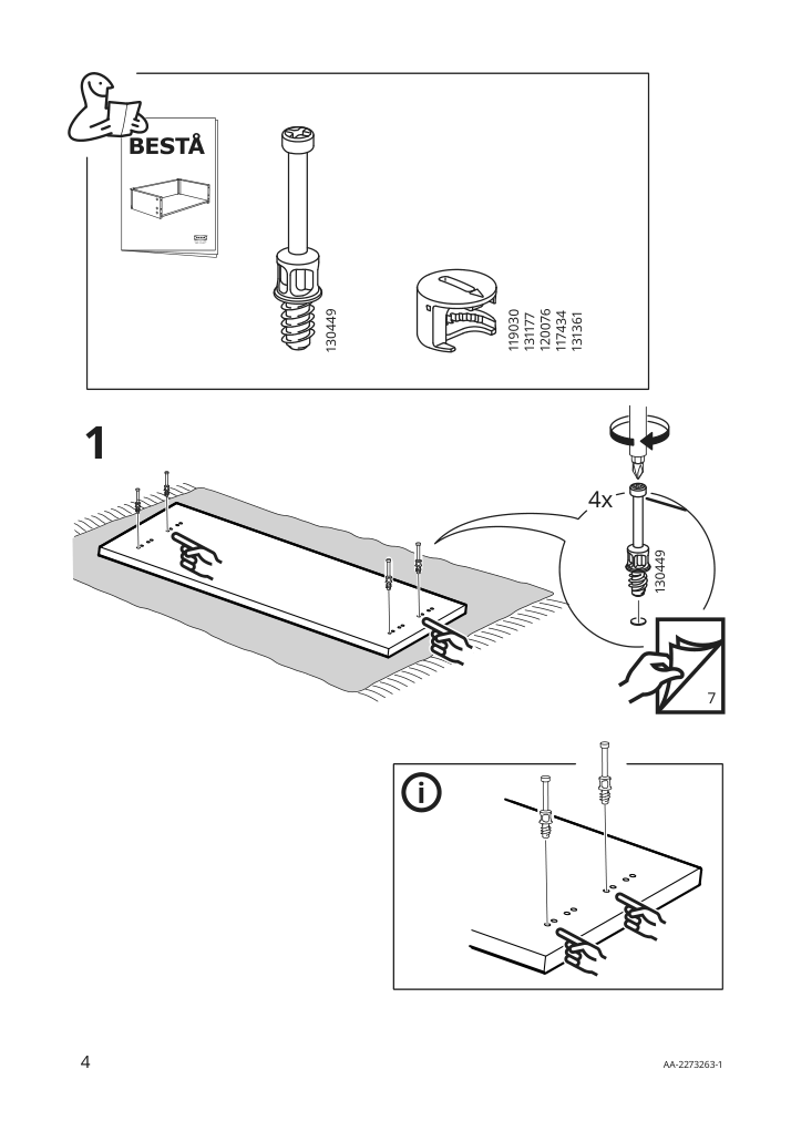 Assembly instructions for IKEA Hedeviken drawer front dark brown stained oak veneer | Page 4 - IKEA BESTÅ storage combination with drawers 694.402.52